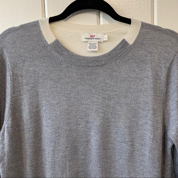Vineyard Vines Pullover Sweater Gray and White - Picture 5 of 5